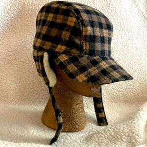 Broner Wool Blend Fleece Lined Youth Trapper Hat Brown Tan Plaid Size M